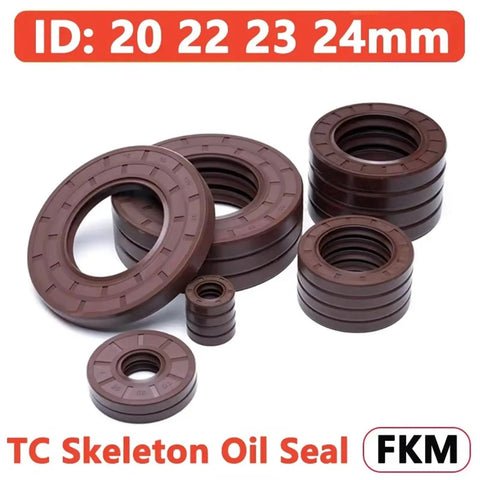 FKM Fluorine Rubber Oil Seal O Ring Assortment Kit With 2 Pcs Set Inner Diameters 20 22 23 24mm Pro Grade Seals For Automotive Systems Industrial Equipment Pumps Pipes Food Processing And Low Pressure Hydraulics, brown TC skeleton oil seals