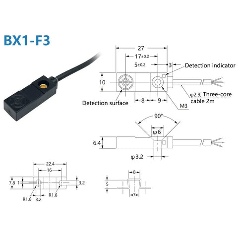 12 To 24 VDC Proximity Sensor With 3 Wires Thin Flat Metal Inductive Limit Switch for detecting iron, nickel, magnetic metals