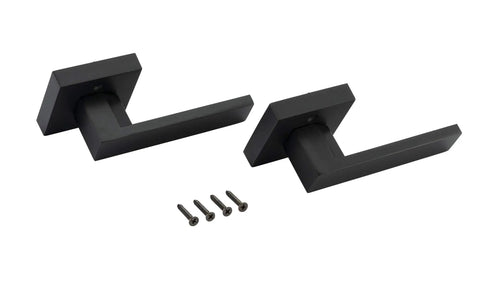 Contemporary Square Dummy Lever Door Handle Set Pack Of 2 Non Turning Single Side Pull For Closet Or French Doors Iron Black Finish