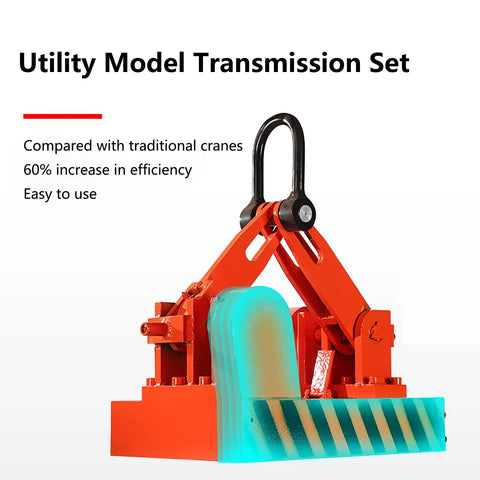 Heavy Duty Magnetic Lifter 1100 Pound Hoist Magnet For Steel Plate Lifting Shop Crane Rig, red and blue with hooks.