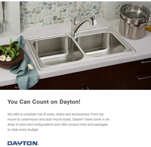 Dayton 25 By 22 Inch Single Bowl Drop-In Stainless Steel Kitchen Sink Satin Finish ADA Compatible
