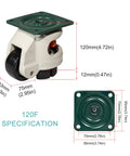 Four Pack Heavy Duty Telescopic Leveling Casters With Durable Nylon Swivel Wheels Galvanized Brackets detailed dimensions on specifications.