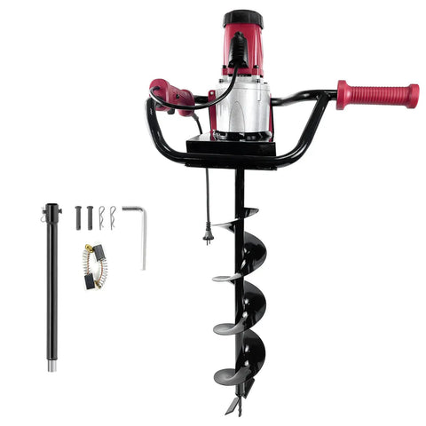 Powerful 1500W Electric Post Hole Digger with 6 Inch Auger Bit for Fence Posts, Decks, Tree Planting, Ergonomic Handle, Easy Start