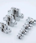 Stainless Steel Concealed Cross Folding Door Hinge Set For Heavy Load Cabinets Built-In Hidden Double-Spring Hinge 2 Pieces