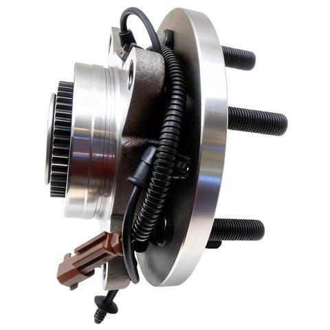 Front Side View of Front Wheel Bearing Hub Assembly 515177 6 Lug 4WD Fits 2018 2019 2020 Ford F150 Front Left Or Right Replacement Two Pack Bolt On ABS Compatible Premium Easy Install Ready To Roll