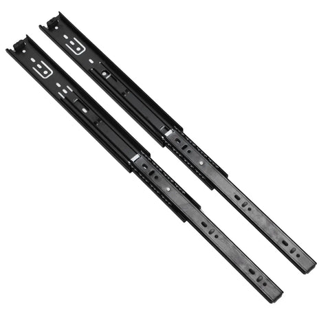Beefed Up Heavy Duty Three Section Drawer Slides Black 12 Inch 100 Pound Load Capacity Smooth Glide Full Extension Tracks Pair