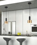 Modern Mini Pendant Light With 4W LED Bulb 2700K 400 Lumens Adjustable Slick Metal Pendant Fixture In Gold And Black over kitchen island
