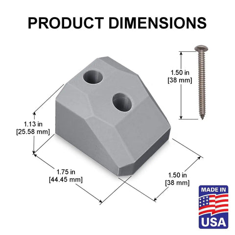 Dimensions of Two-Pack Pontoon Gate Stop and Keeper Kit With Heavy-Duty Marine-Grade 304 Stainless Hardware for Square Frames, Grey.