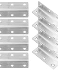 Heavy Duty L Shaped Corner Brackets For Furniture Reinforcement, Stainless Steel 90 Degree Shelf Support Braces 8 Pack flat view