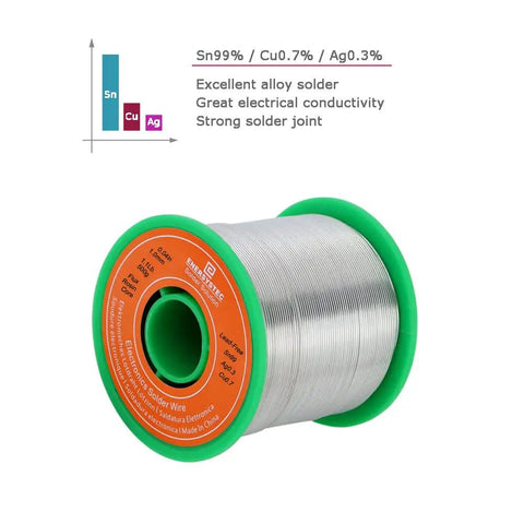 Lead Free Solder Wire With Rosin Flux Core For Electronics Soldering And Repairs, Sn99 Ag0.3 Cu0.7 Alloy, 1.1 Lb Spool, 0.04 Inch Diameter