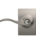 Accent Lever With Century Trim Keyed Entry Lock In Satin Nickel, Reversible For Left Or Right Swing Doors, Self Aligning Screw Holes