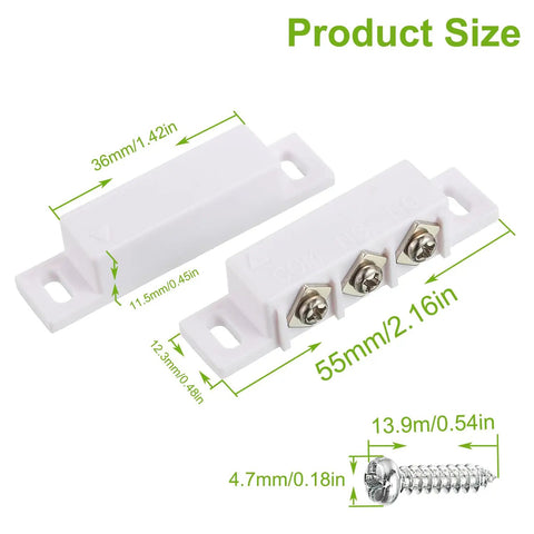 Magnetic Reed Switch NC NO Proximity Sensor for Door Alarm and Window Safety DC 5V 12V 24V Compatibility White ABS Surface Mount