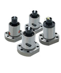 High Precision SFU Ball Screw Nut Single Unit For CNC Machines With Smooth Linear Motion And Durable Build Quality To Keep Your Rig Running Tight Like A Boss, four units in silver with black tops.