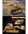 Realistic 1 To 14 Scale RC Skid Steer Loader With Front Loader showcasing 360 degree rotation and multicolor working lights