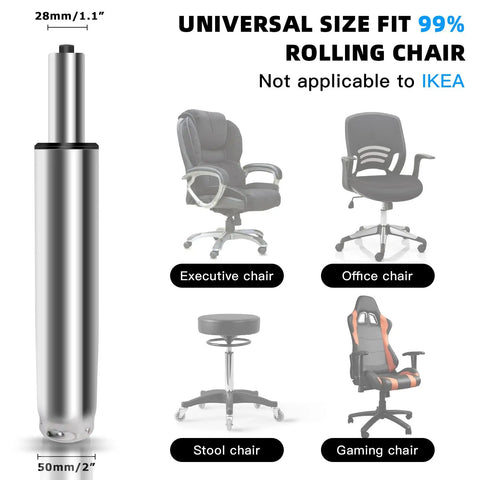 5.5 Inch Heavy Duty Office Chair Gas Lift Cylinder Replacement For Desk Chairs And Gaming Chairs with universal fit diagram