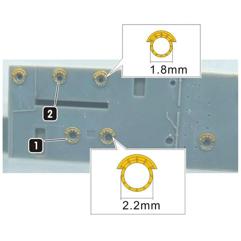 1/200 Scale Universal Portholes With Rivet Detail Photo Etched Metal Detailing Parts For Ship Models measuring 1.8mm and 2.2mm
