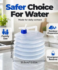 Collapsible Water Container With Spigot And Hook For Camping And Hiking BPA Free Foldable Water Storage Jug on kitchen counter