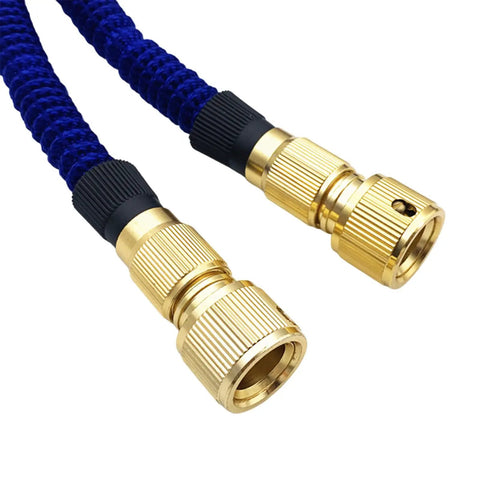 Durable Aluminum Hose Connectors Fix Leaks Fast. Expandable Water Fitting Repair Kit For Garden Faucets And Car Washing. Two Piece Set Saves Money On New Hoses. Perfect Upgrade For Outdoor Plumbing Jobs. 2-piece aluminum hose connectors with blue hose ends