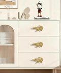 Crocodile Shaped Cabinet Knobs Set Of 4 In Zinc Alloy Decorative Drawer Pulls on white dresser