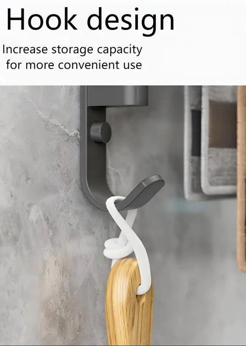 Rotating Towel Rack For Bathroom Kitchen And Balcony, Space Saving Over The Door Towel Holder, shown with hook design