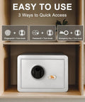 Biometric Fingerprint Home Safe With Quick Access Digital Lock Box 1.2 Cubic Feet White For Cash Jewelry And Important Documents Sturdy Heavy Duty Steel Security Safe with fingerprint, password, and key access