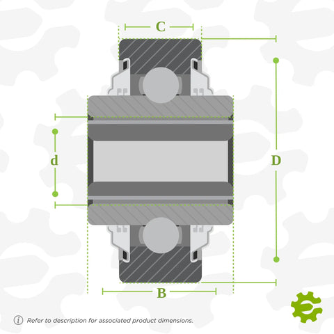 Rugged AG Bearing Square Bore Cylindrical OD 1.12 By 3.15 Inches W208PP8 Model detailed dimensions diagram.