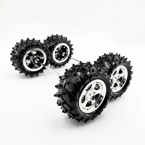 4 Pack Plastic Toy Car Wheels With Metal Shaft Axles For RC Cars Trucks And Robots DIY Model Projects 55mm Diameter Wheel Set