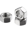 Beefy 1/4-20 Stainless Steel Hex Nuts Set, 50 Pieces, Coarse UNC Threads, 7/16 Inch Hex Drive, 0.5 Inch Nut Width, 0.22 Inch Height, 304 Stainless Steel, Corrosion Resistant, Meets ASME B18.2.2