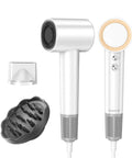 High Speed Hair Dryer With 150000 RPM Motor And 1400W Power For 1 To 5 Minute Fast Dry 3 Heat And Cool Settings With LED Ultra Quiet At 49 DB Fifteen Hundred Million Plasma Technology Magnetic Diffuser Nozzle Travel Ready