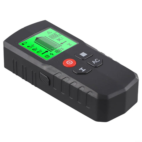 5-in-1 Wall Scanner for stud Finder Metal Wood AC Wire 5-in-1 showing a green LCD screen and control buttons in a compact design.