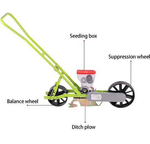 Diagram of Compact Manual Garden Seed Spreader Workhorse And Planter Tool For One Row Seed Distribution Handheld Seeder