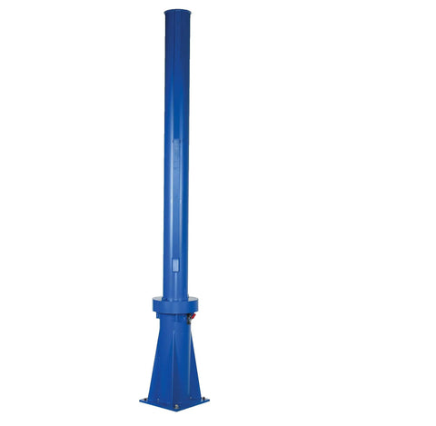 Heavy Duty Workhorse 120X120 Transportable Multi Station Jib Crane featuring smooth 360 rotation, blue steel base post for lifting.
