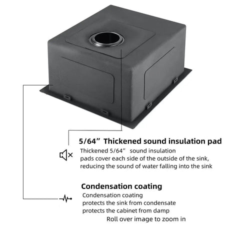 Stainless Steel Single Bowl Outdoor Bar Sink With Undermount Workstation 5/64" sound insulation and condensation coating