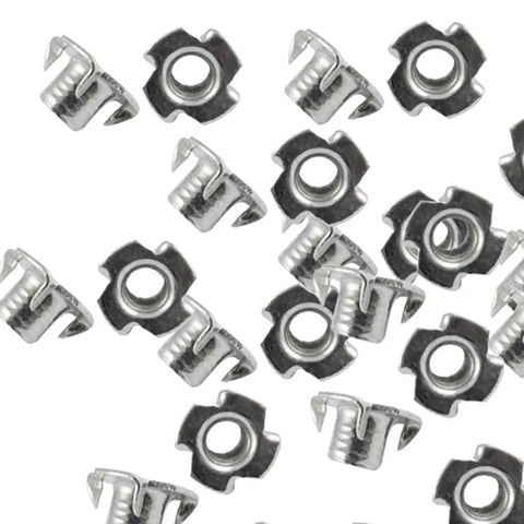 50 Piece Zinc Steel T Nuts Set With Four Jaw Tee Prong Serrated Thread Inserts For Wood And Metal Sheets M3 Size