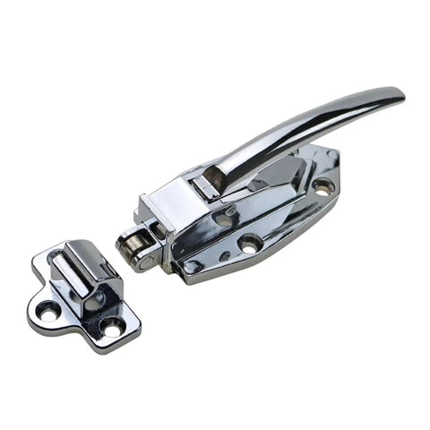 Heavy Duty Freezer Door Handle And Lock Assembly Top Shelf Stainless Steel Cold Storage Entry Hardware built in chrome finish.