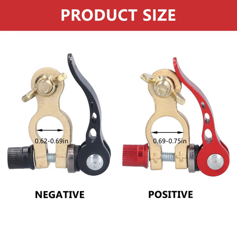 2 Pack Battery Terminal Connectors With Quick Release Clamp For Cars, Trucks And RVs, Positive And Negative Terminals