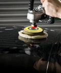 Person using 130 Pcs 3 Inch Sanding Discs Kit Wet Dry Grit 60 To 10000 With One Eighth Inch And One Quarter Inch Shank Backer Plate M10