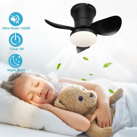21 Inch Ceiling Fan With Lights And Remote Control, Smart App Control, Quiet DC Motor, Dimmable LED Light, Flush Mount