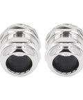Front view of Ni Plated Brass Cable Gland Cord Grip Stress Relief Kit Two Pack IP68 Waterproof Glands