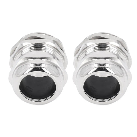 Front view of Ni Plated Brass Cable Gland Cord Grip Stress Relief Kit Two Pack IP68 Waterproof Glands