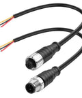 M12 3 Pin Connector Cable 1 Male 1 Female Aviation Sensor Wiring Cable 25cm 0.8ft Outdoor IP67 Waterproof Circular Industrial Connector