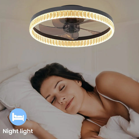 Dope Fandelier Ceiling Fan With Dimmable LED Lights, Quiet DC Motor, Remote Control, Flush Mount, Low Profile, 6 Speeds, Reversible Invisible Blades, 5 Blade Design, Perfect For Living Room Or Bedroom