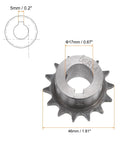 DIN ISO 06B Roller Chain Sprocket 14 Teeth Three Eighths Pitch 17mm Bore Heavy Duty A3 Carbon Steel with dimension details