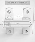 Adjustable 90 To 180 Degree Barn Door Latch Slide Lock With Knob For Privacy And Security In Home Bathroom Garage Bedroom And Cabinet Zinc Alloy White Finish No Tools Needed Height Adjustment Keeps Your Space Locked Down with dimensions