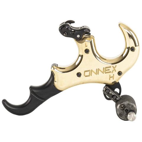 Hinge Archery Release With Micro Adjustable Draw Control And Click Options And Modular Fit For 3 Or 4 Fingers On OnneX Universal Handle Platform