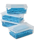 Blue Plastic Base Ten Blocks Set for Kids, Place Value Manipulatives for Regrouping in clear storage boxes