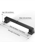 Matte Black 5 Inch Cabinet Pulls 10 Pack With 128mm Hole Centers featuring measurements for kitchen cabinets and drawers.