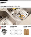 Elite Stainless Steel Kitchen Sink 31 Inch Undermount 50 50 Double Bowl with Strainer and Accessories