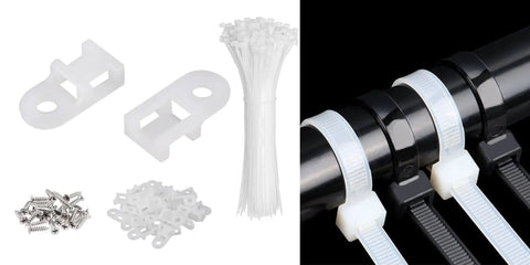 60 Piece Cable Zip Tie Mounts Kit With 6 Inch Black Zip Ties, Black Tie Bases, Tapping Screws, Wire Clips Organizer