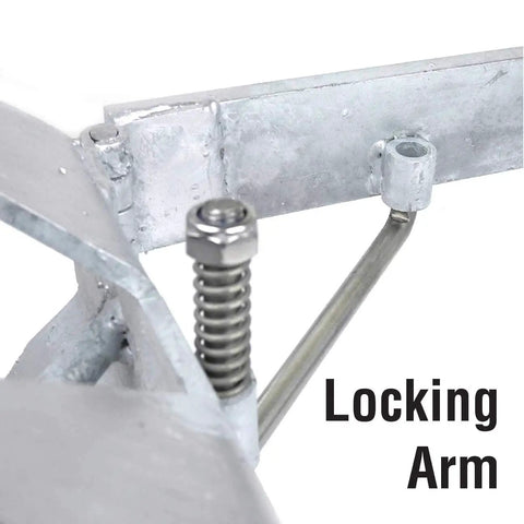 Close-up of locking arm on Hot-Dipped Galvanized Fold-and-Hold Boat Anchor, 25 Lb, Quick-Set and Lock in Any Bottom, Durable Steel